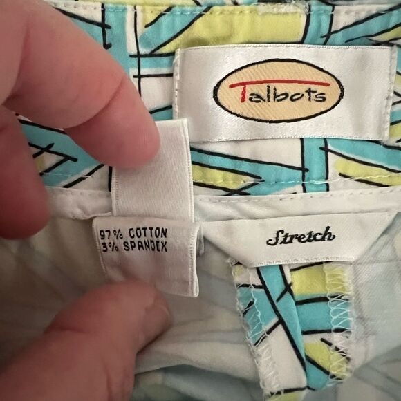 Vintage Talbots Capri pants blue and yellow pattern - Picture 10 of 10